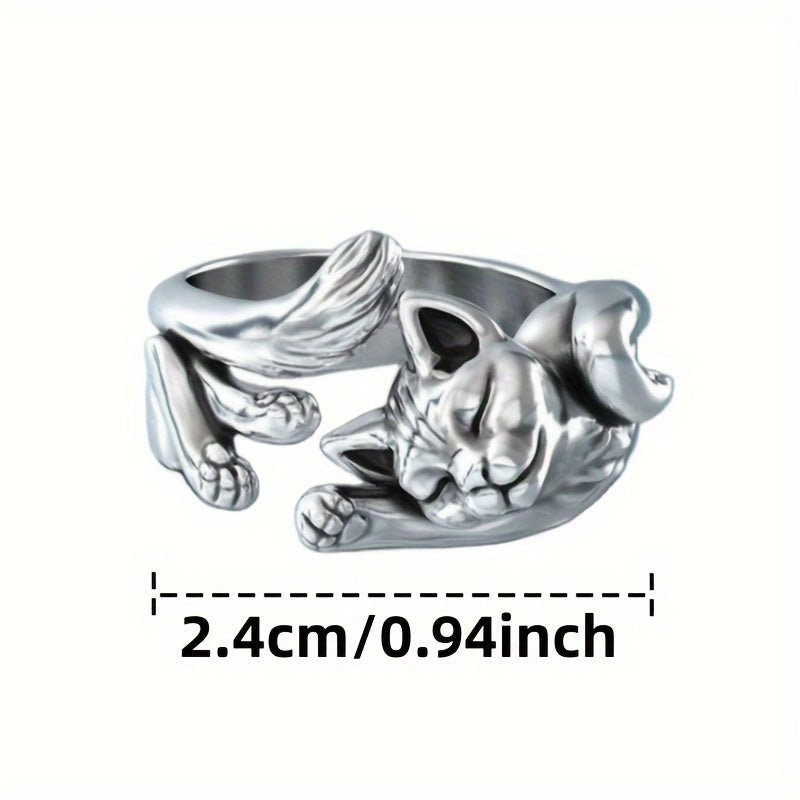 Exquisite Opening Adjustable Size Cat Ring Vintage Style Ladies Ring Jewelry