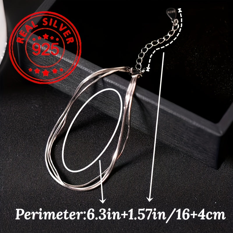 925 Sterling Silver Three Layer Snake Bone Bracelet For Men Women Hypoallergenic Simple Jewelry Gifts
