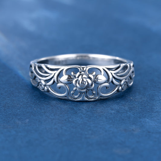 925 Sterling Silver Ring Delicate Rose Design Symbol Of Beauty And Romance High Quality Engagement \u002F Wedding Ring With Gift Box